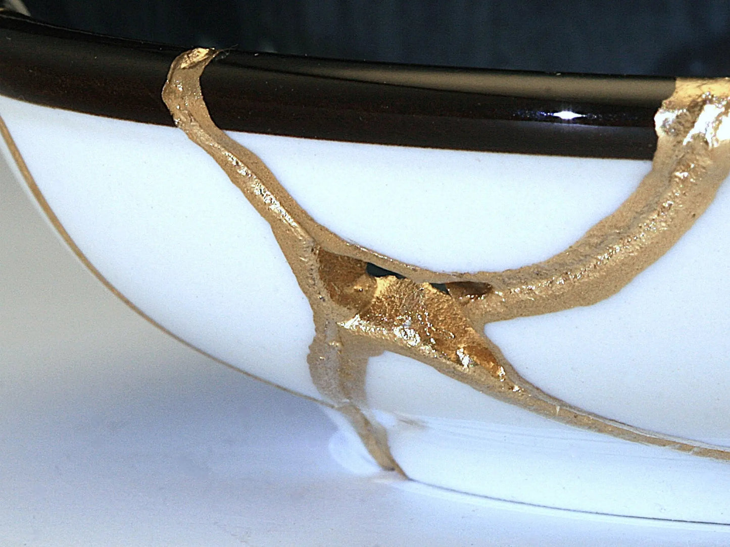 Small Blue Kintsugi Plate with White Flowers Kintsugi Reborn