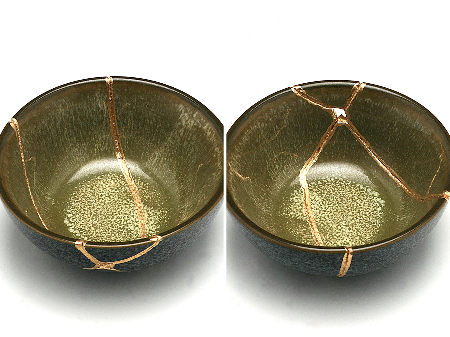 Small Olive Green Kintsugi Bowl Kintsugi Reborn