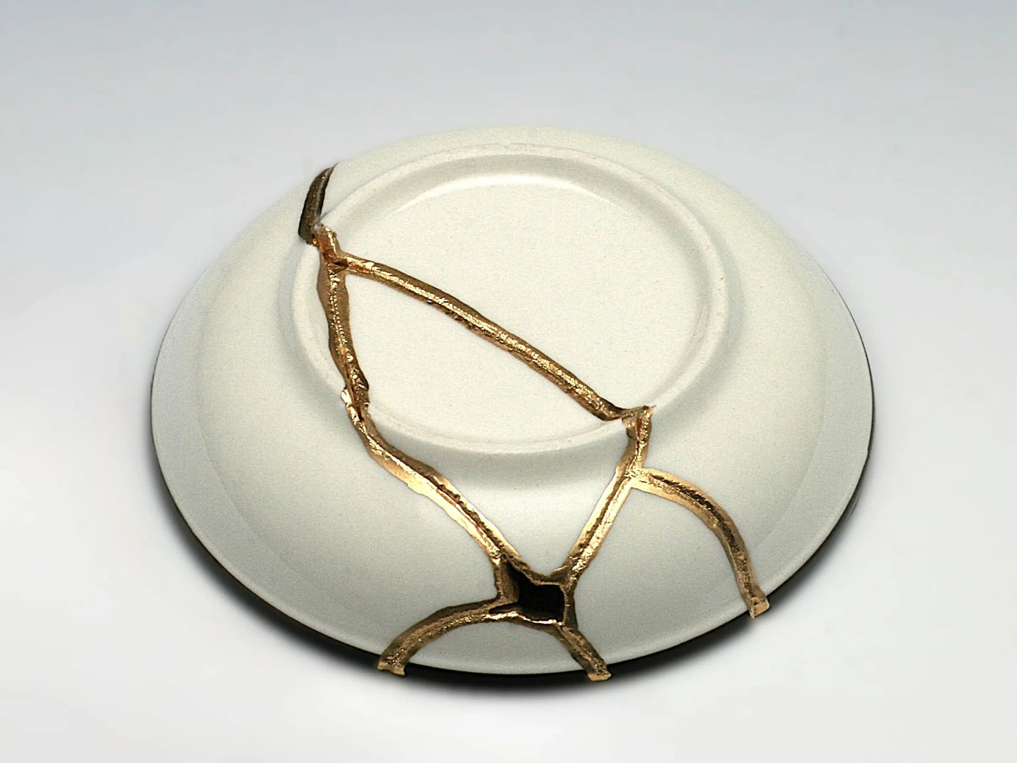 Small Blue Kintsugi Plate with White Flowers Kintsugi Reborn