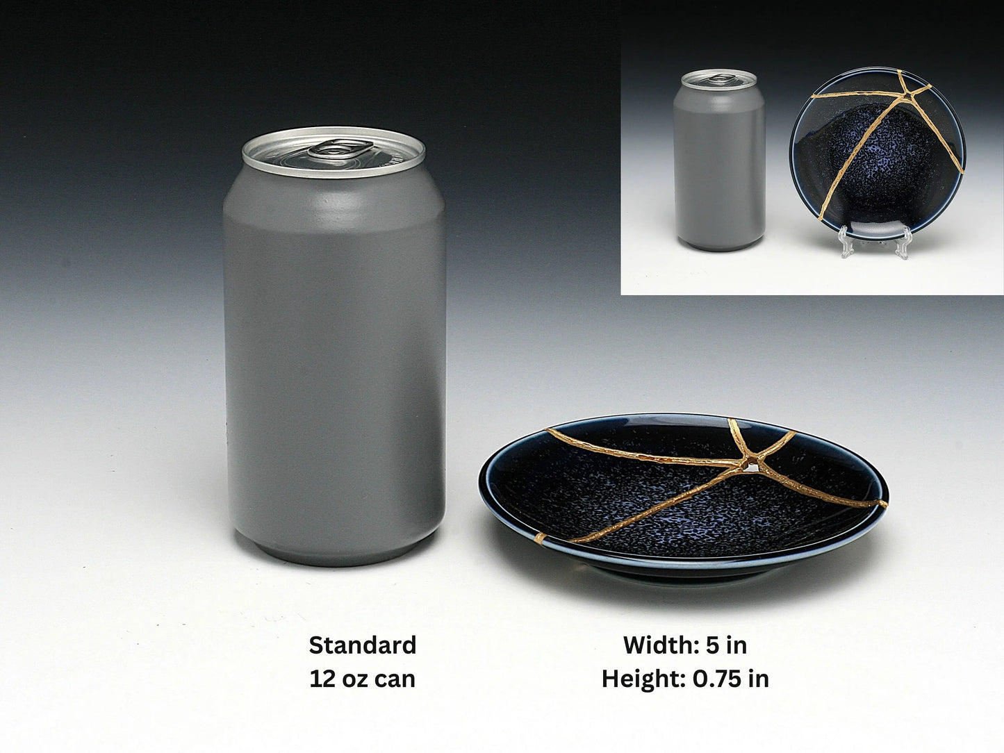 Medium Blue Kintsugi Plate Kintsugi Reborn
