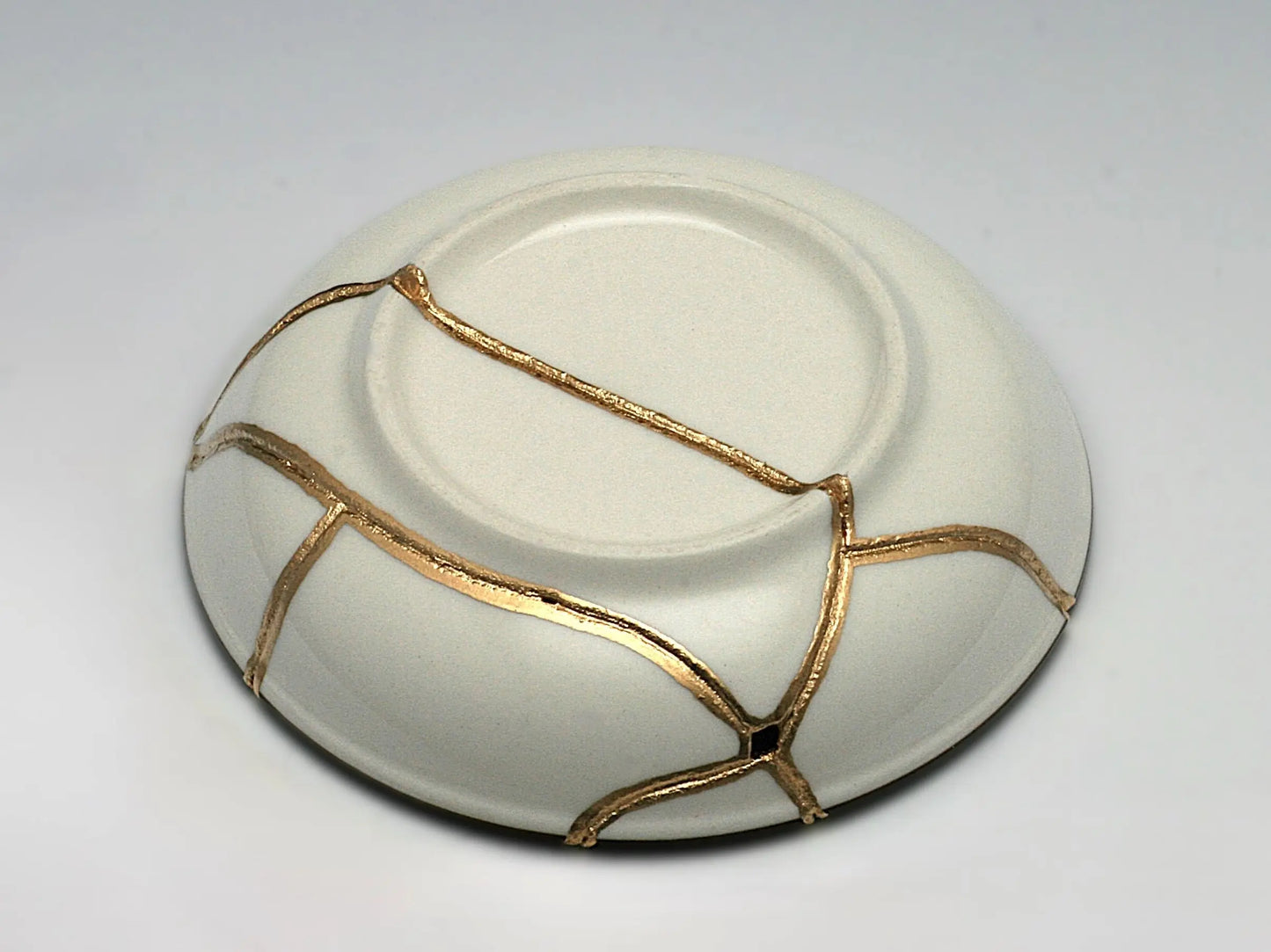 Small Blue and White Kintsugi Plate with Flower Images Kintsugi Reborn