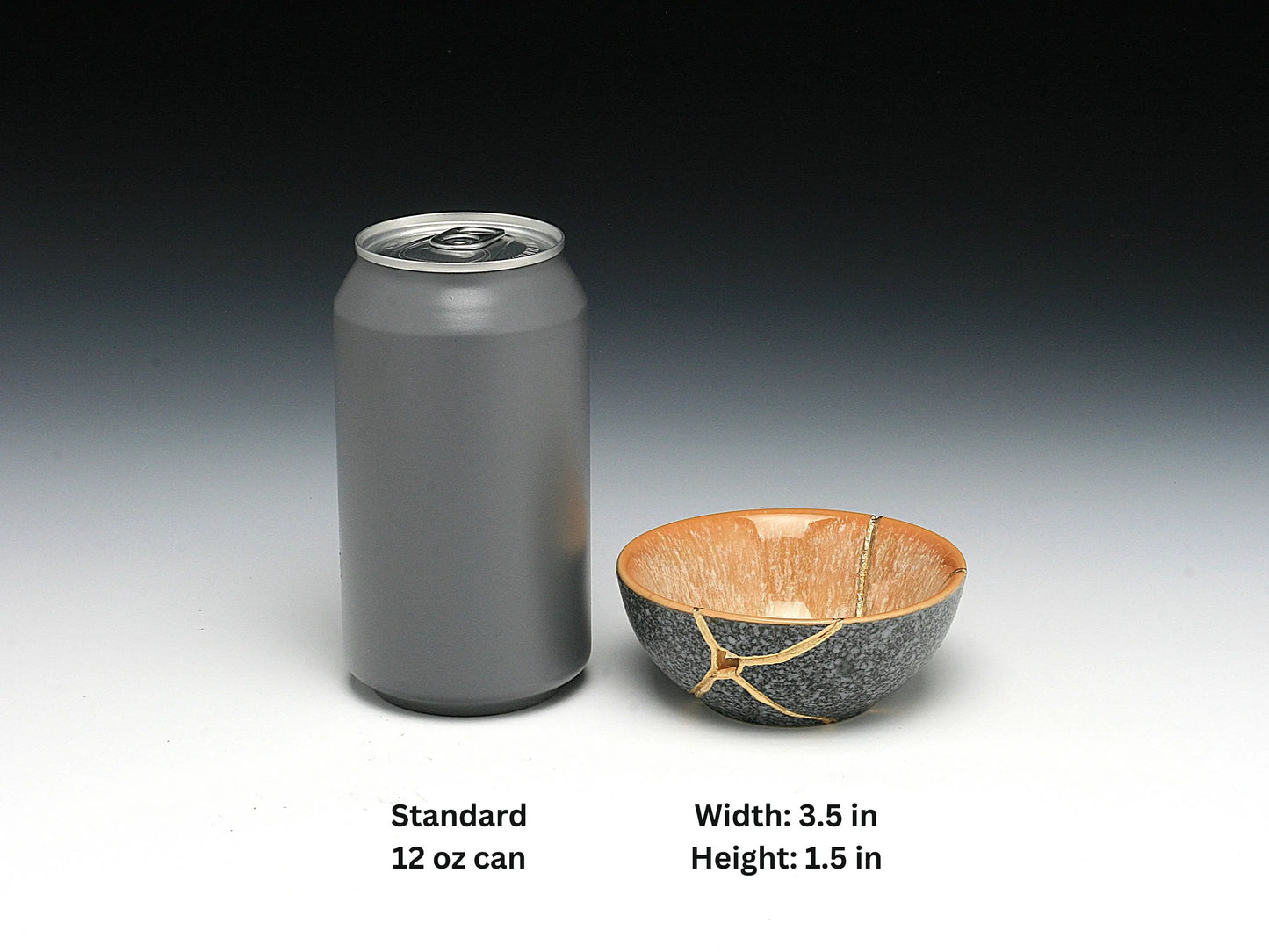 Small Orange and Gray Kintsugi Bowl Kintsugi Reborn
