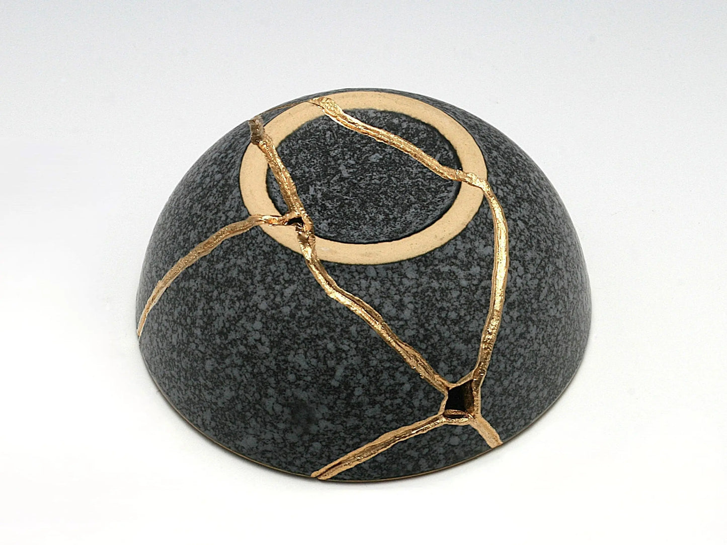 Small Orange and Gray Kintsugi Bowl Kintsugi Reborn