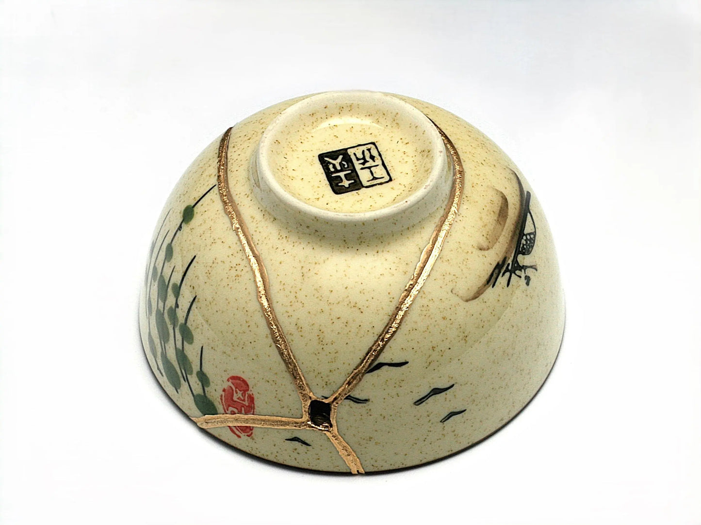 Medium Beige Kintsugi Bowl with Images Kintsugi Reborn