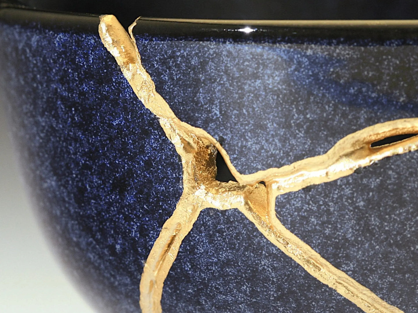 Medium Speckled Dark Blue Kintsugi Bowl Kintsugi Reborn