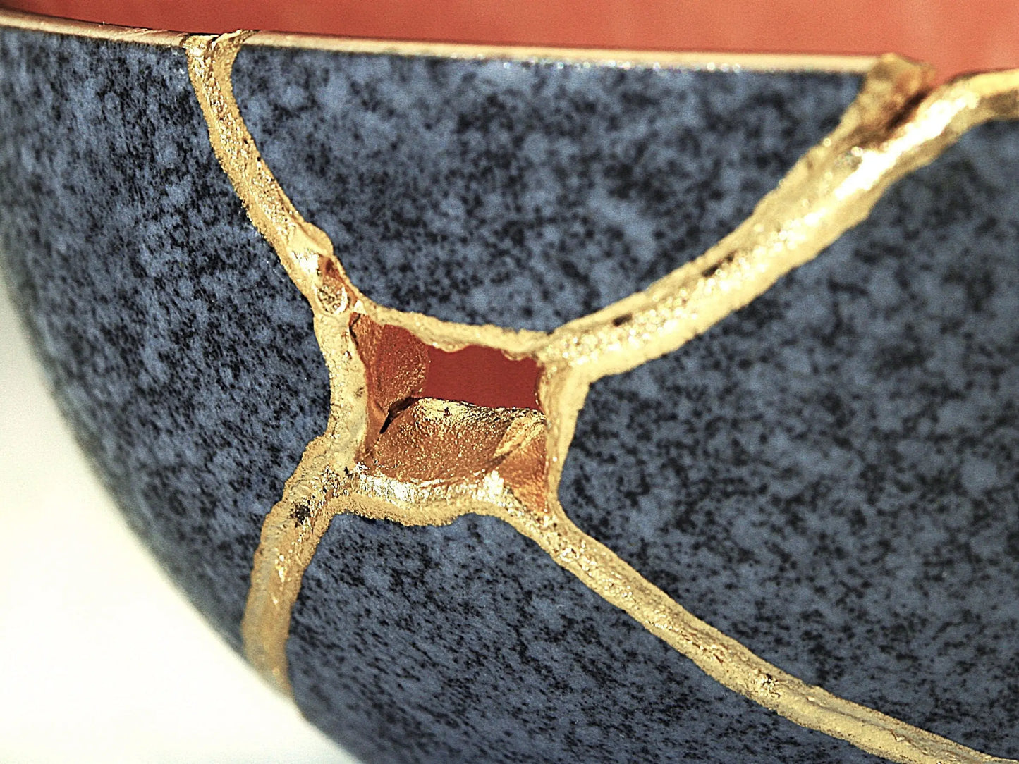 Small Salmon and Gray Kintsugi Bowl Kintsugi Reborn