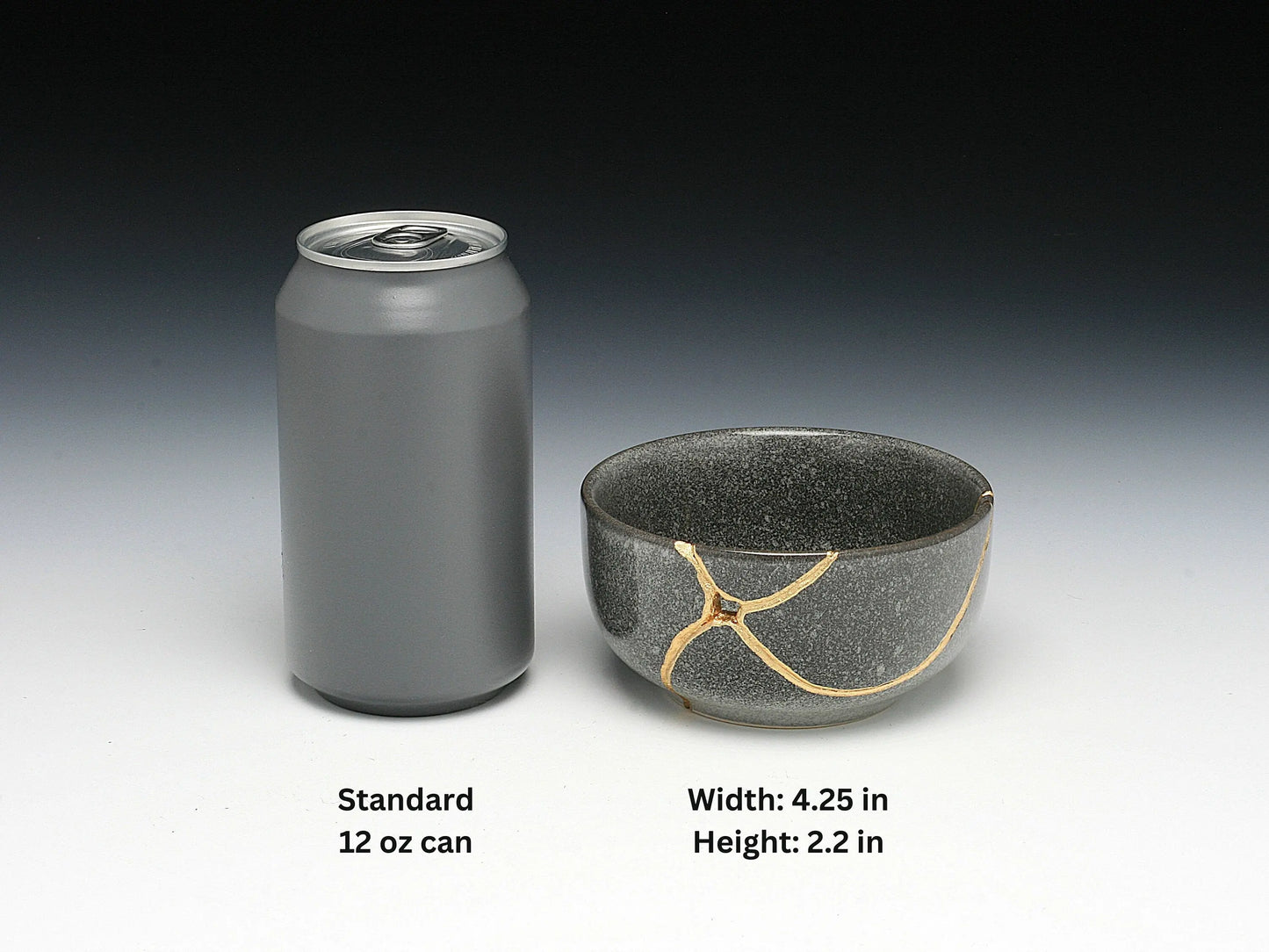 Medium Grey Kintsugi Bowl Kintsugi Reborn
