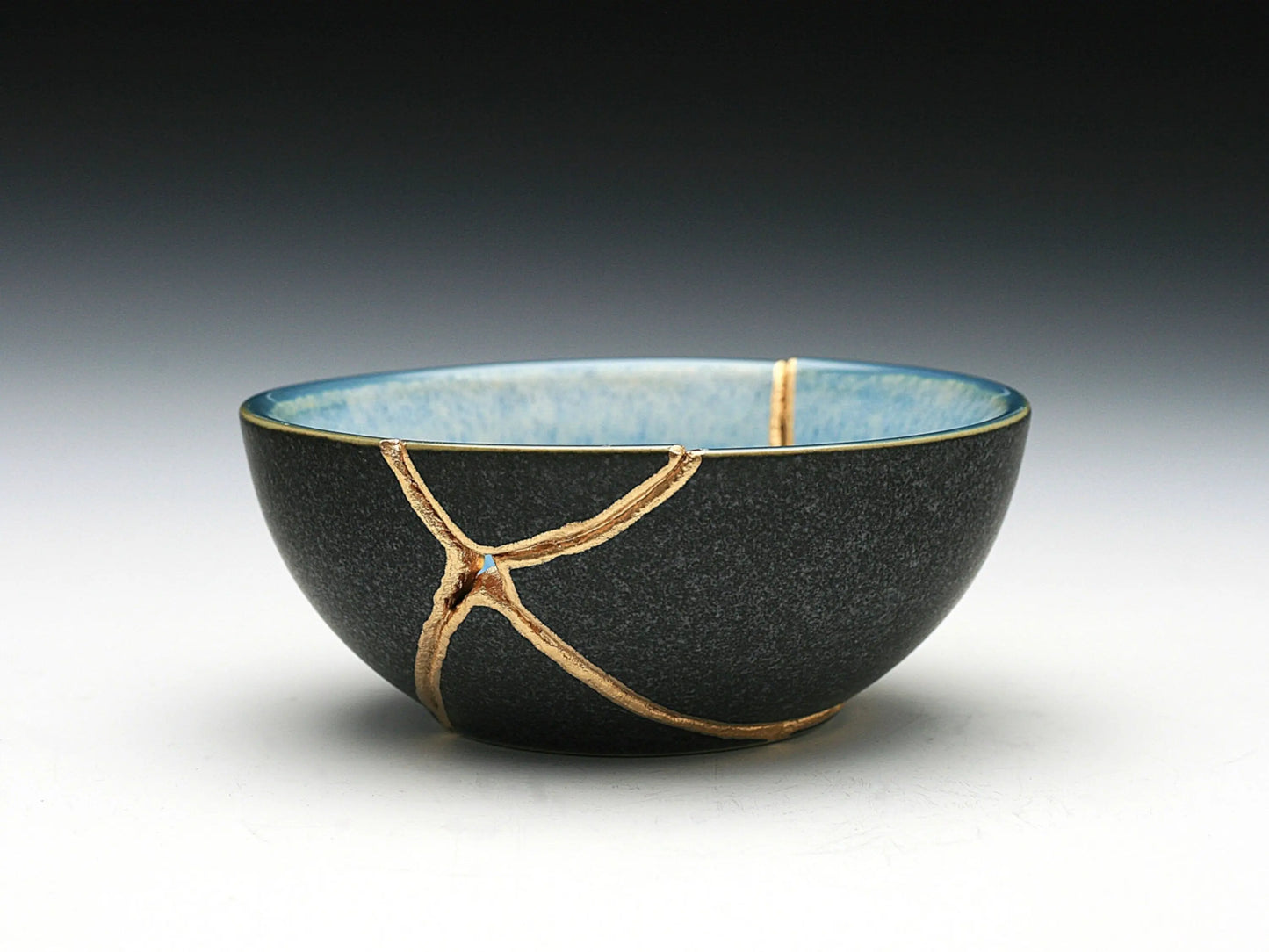 Small Blue and Gray Kintsugi Bowl Kintsugi Reborn