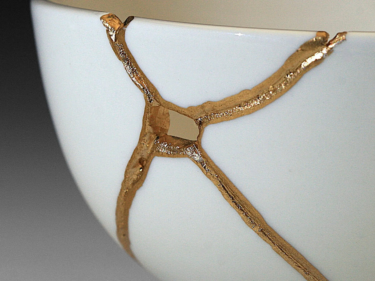 Medium White Kintsugi Bowl Kintsugi Reborn
