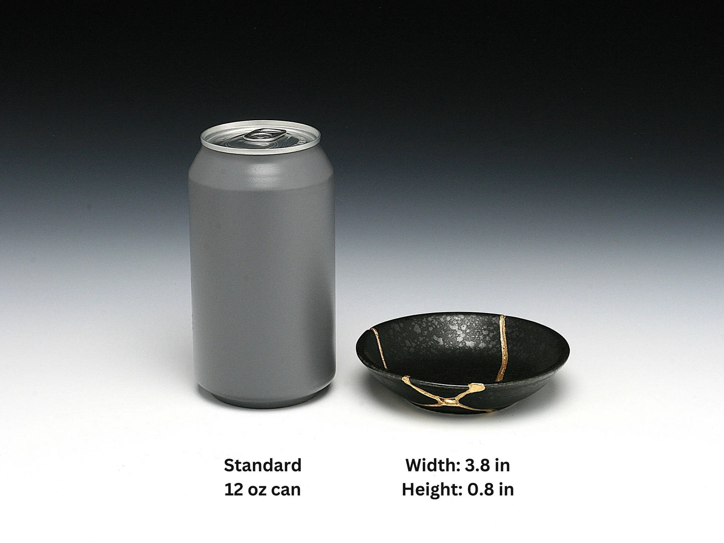 Small Black Kintsugi Plate with Texture Kintsugi Reborn