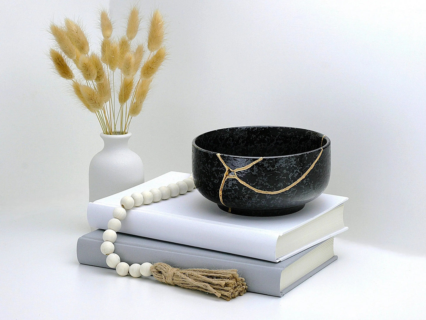 Large Black Textured Kintsugi Bowl Kintsugi Reborn