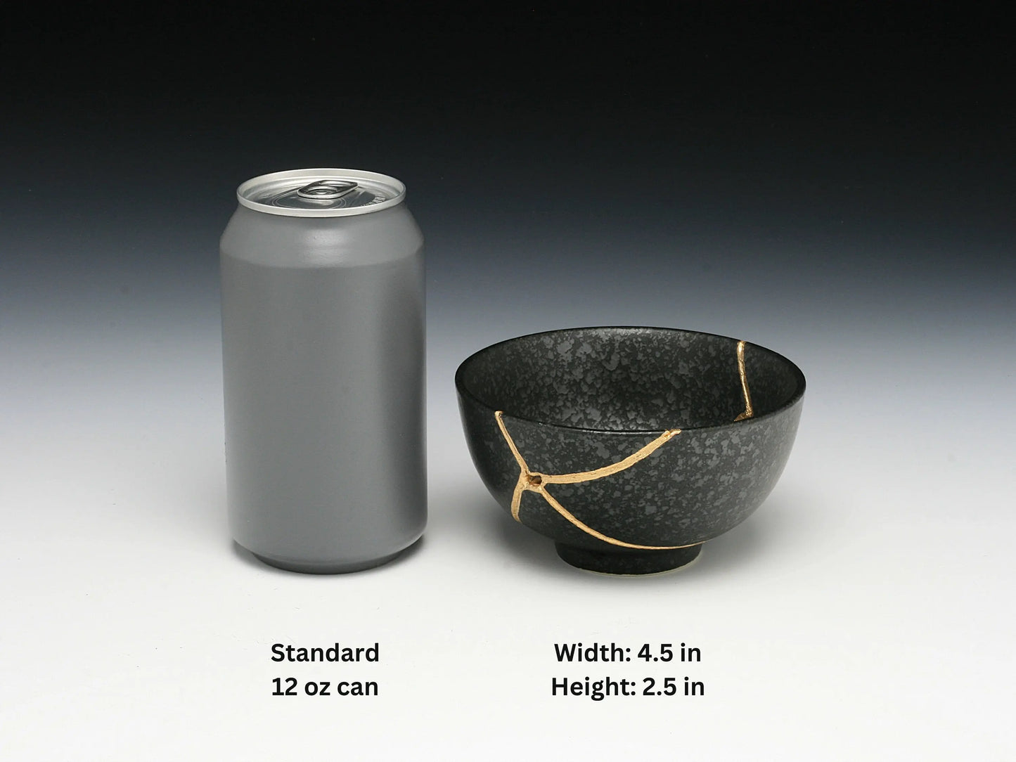 Medium Black Kintsugi Bowl with Texture Kintsugi Reborn