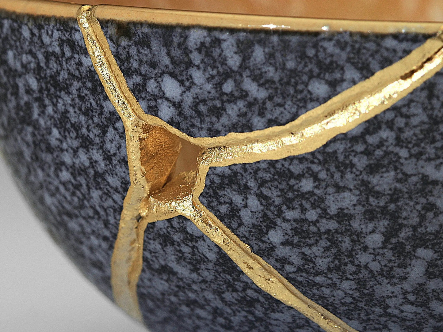 Small Orange and Gray Kintsugi Bowl Kintsugi Reborn