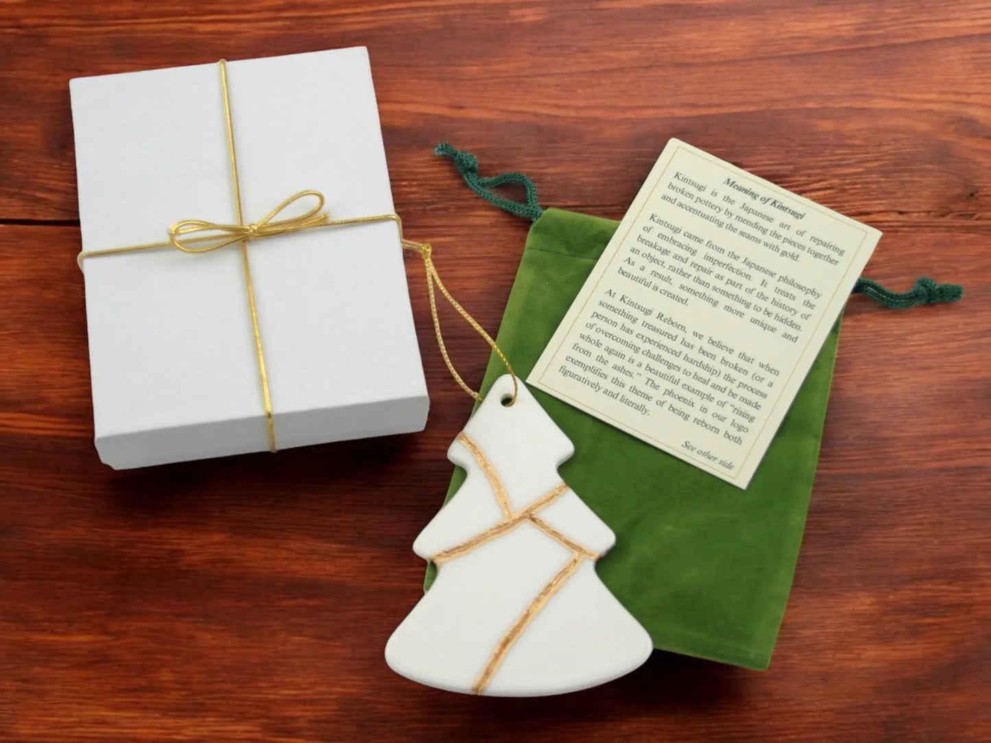 Christmas Tree shaped Kintsugi Ornament Kintsugi Reborn