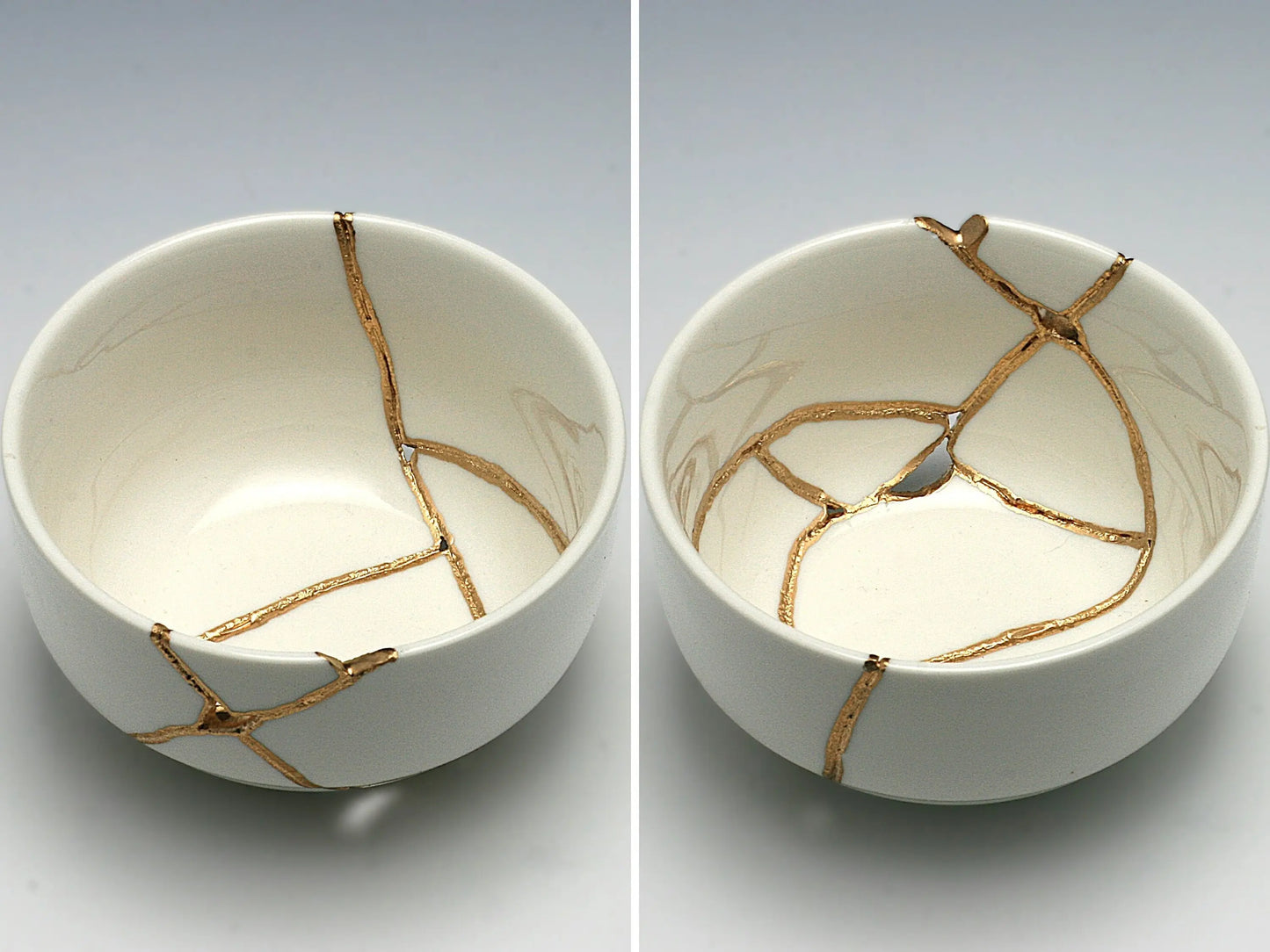 Medium White Kintsugi Bowl Kintsugi Reborn