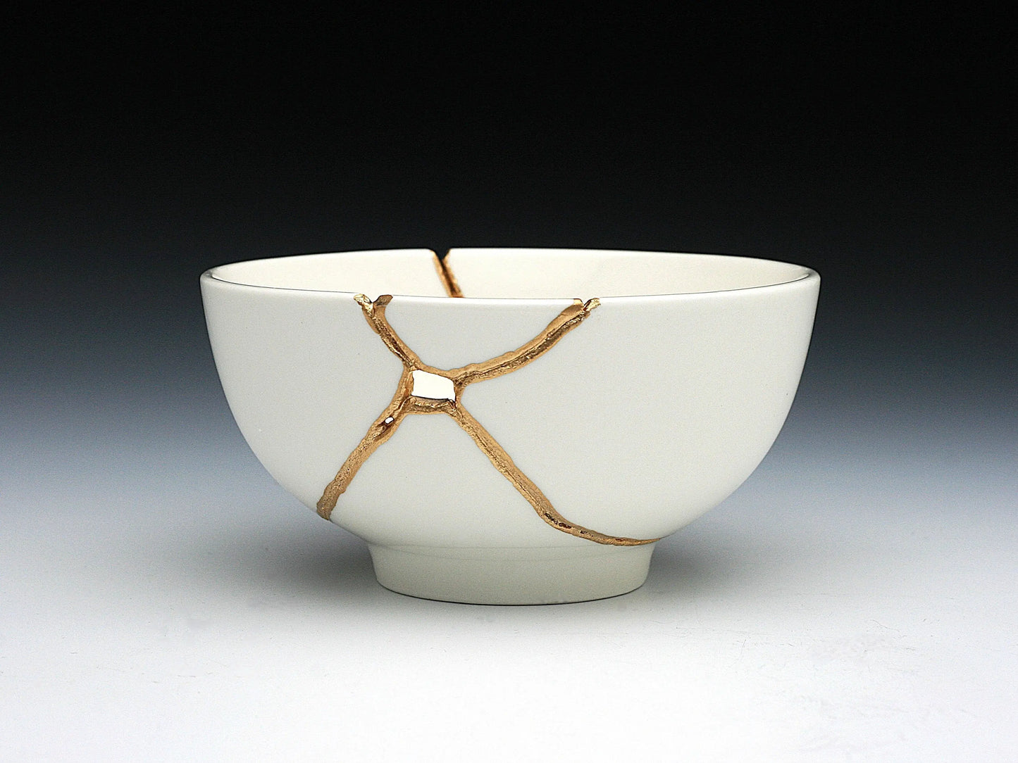 Medium White Kintsugi Bowl Kintsugi Reborn