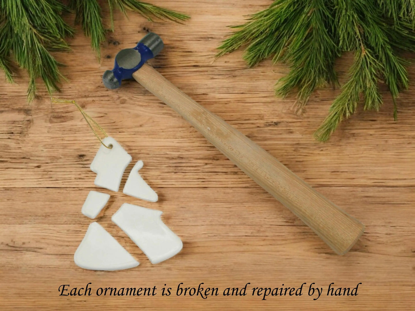 Christmas Tree shaped Kintsugi Ornament Kintsugi Reborn