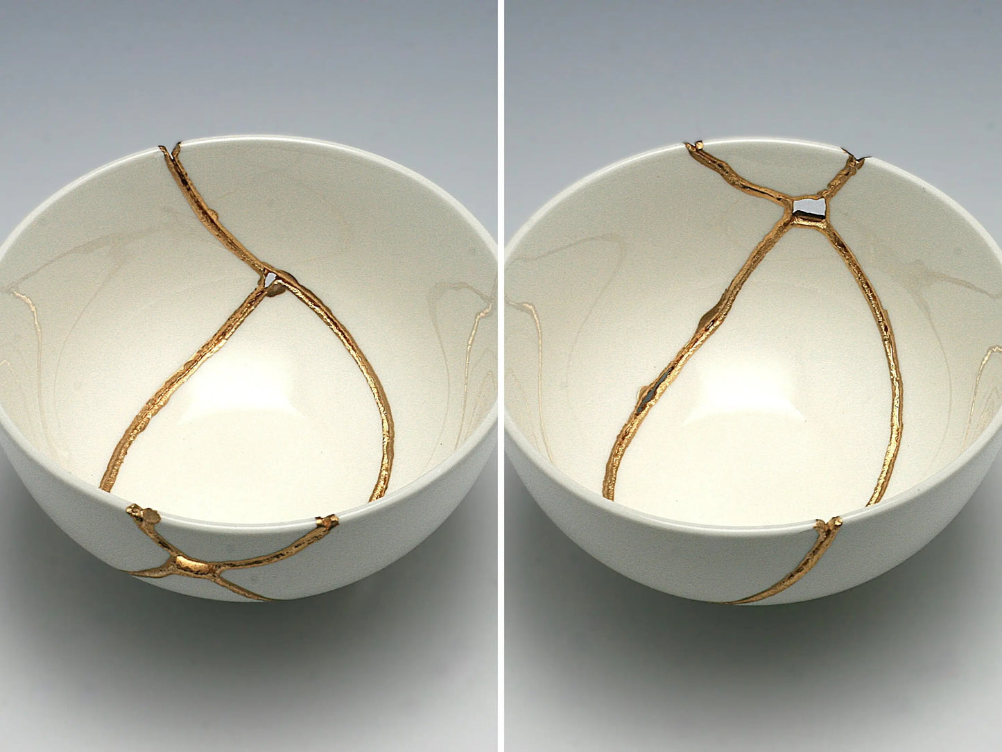 Medium White Kintsugi Bowl Kintsugi Reborn