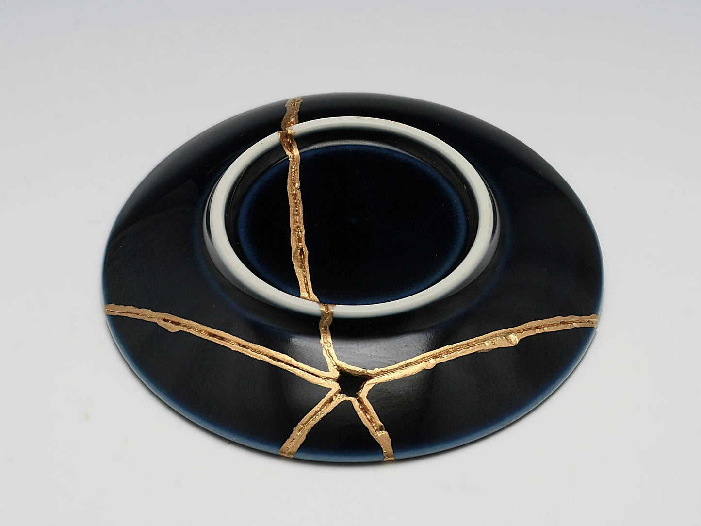 Medium Blue Kintsugi Plate Kintsugi Reborn