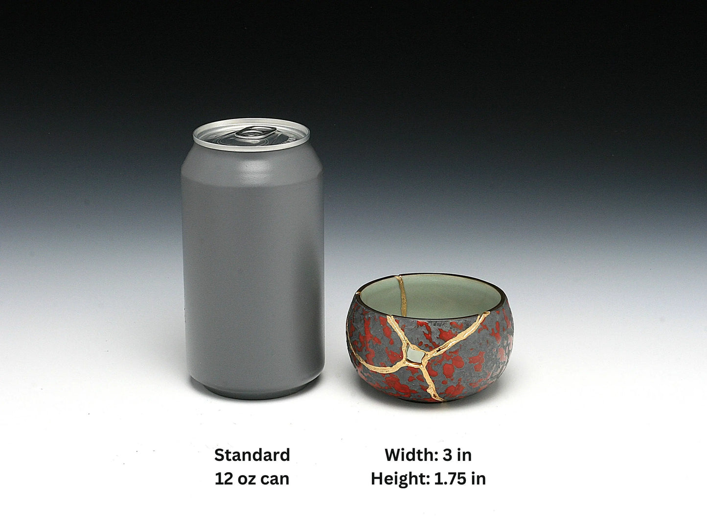 Small Red and Gray Kintsugi Teacup with Texture Kintsugi Reborn