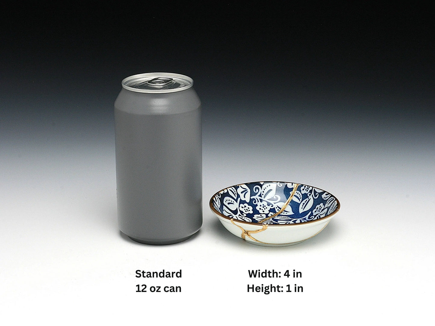 Small Blue and White Kintsugi Plate with Leaves Kintsugi Reborn