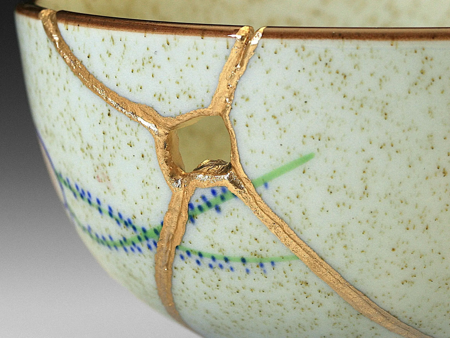 Medium Kintsugi Bowl with Rose Image Kintsugi Reborn