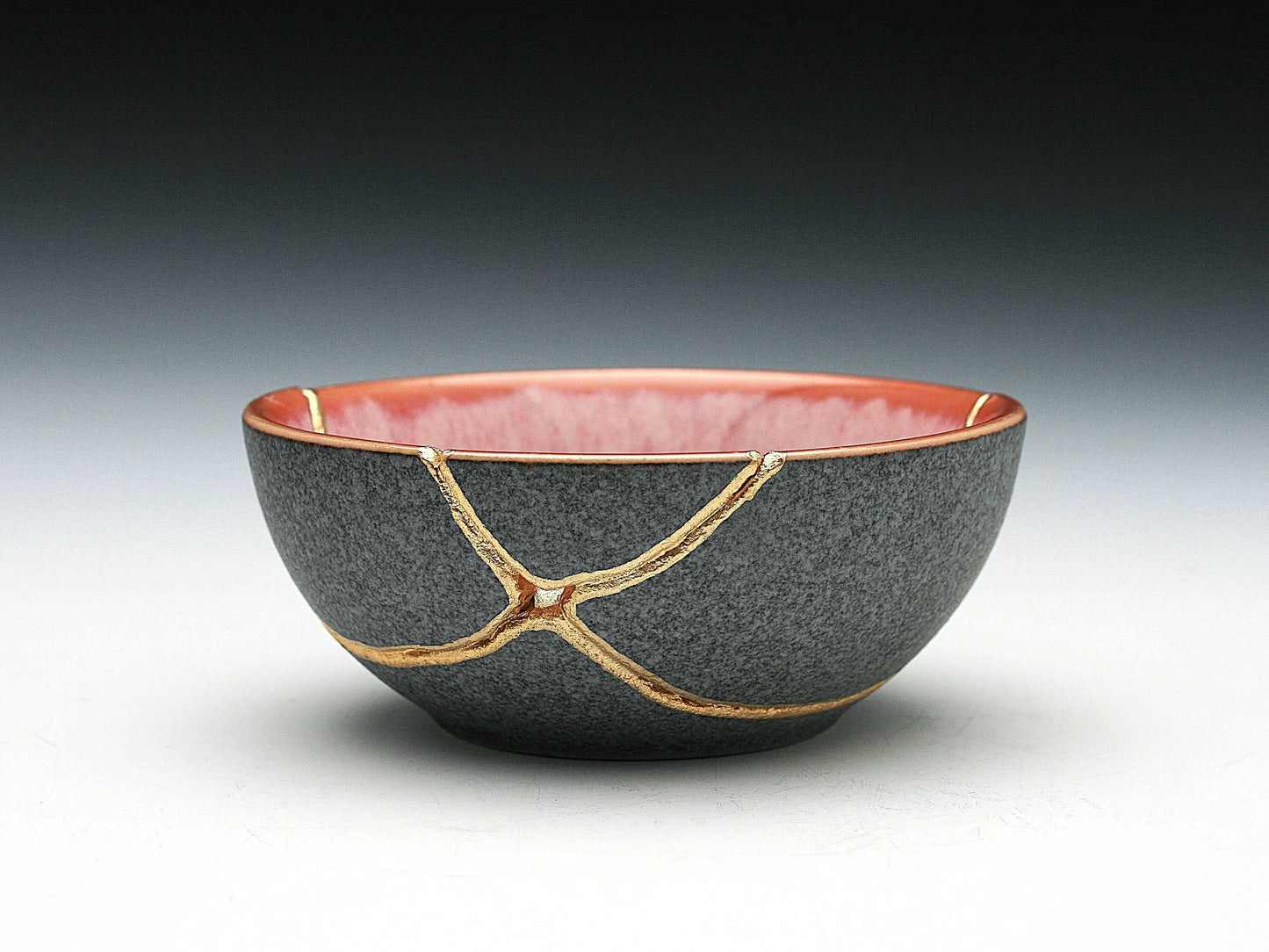 Small Pink and Gray Kintsugi Bowl Kintsugi Reborn