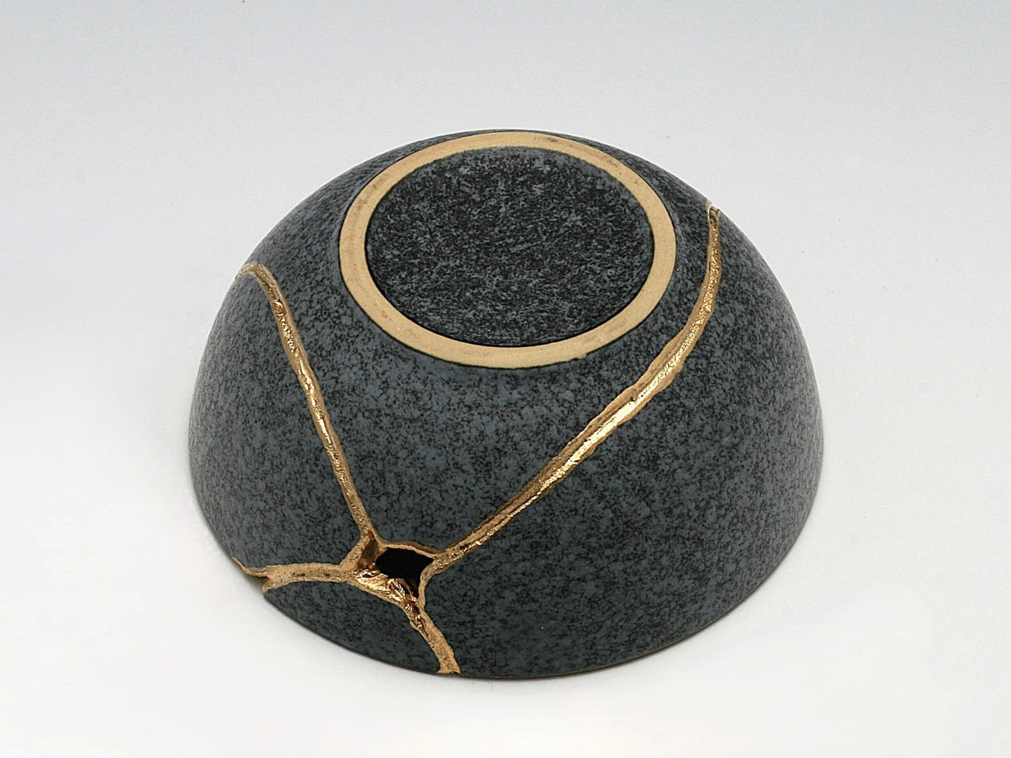 Small Salmon and Gray Kintsugi Bowl Kintsugi Reborn