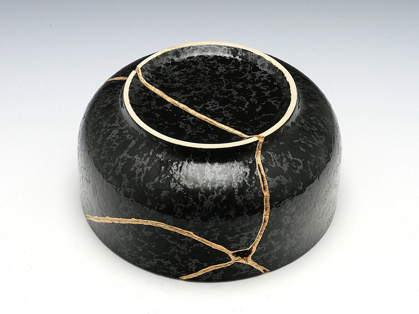 Large Black Textured Kintsugi Bowl Kintsugi Reborn