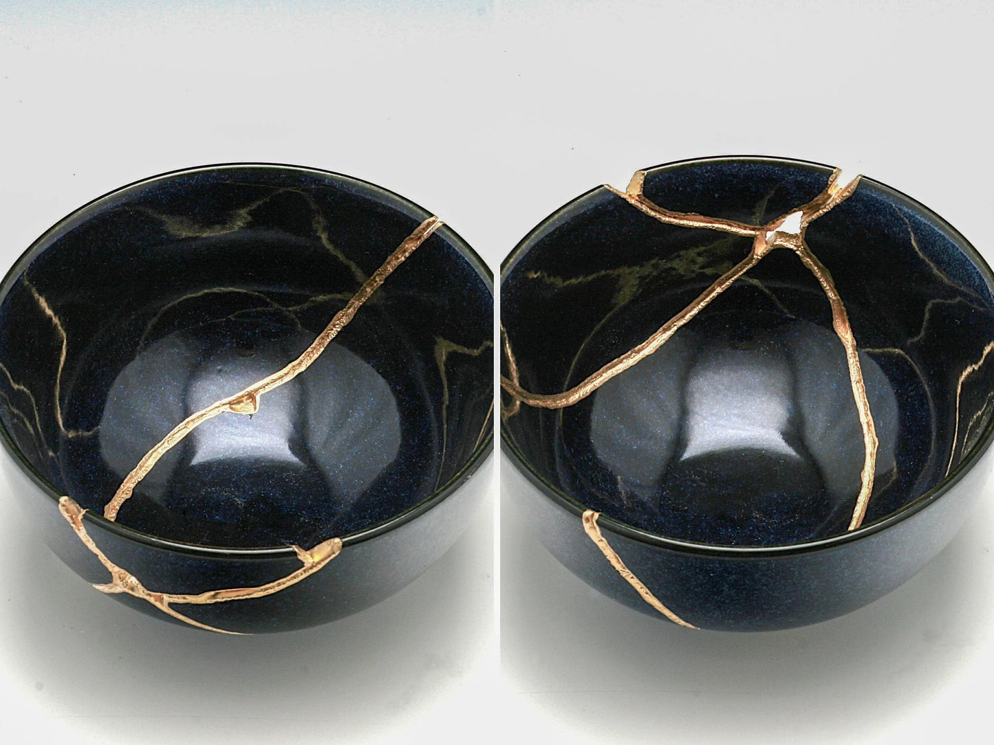 Medium Speckled Dark Blue Kintsugi Bowl Kintsugi Reborn