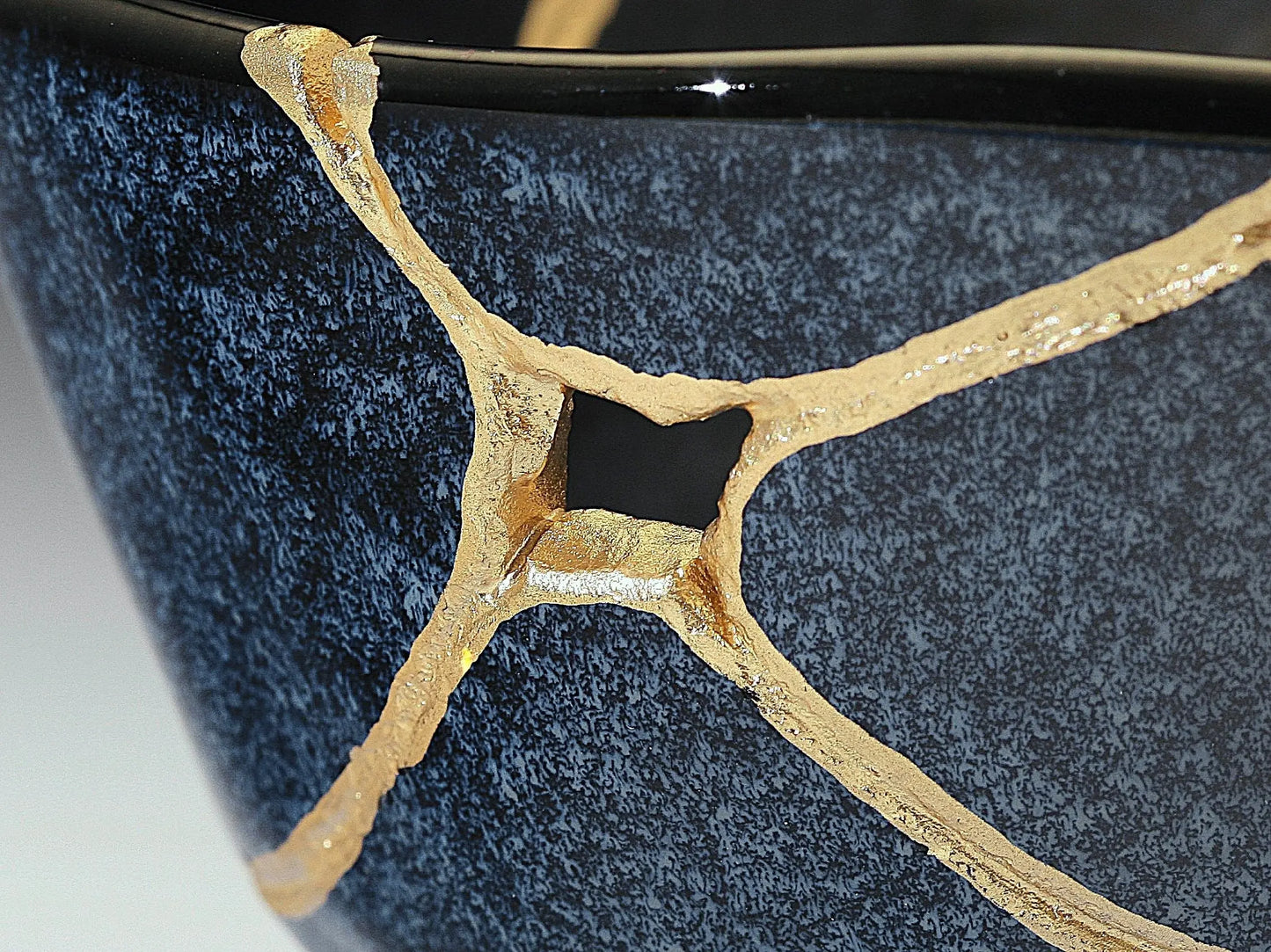 Medium Dark Blue Speckled Kintsugi Bowl Kintsugi Reborn