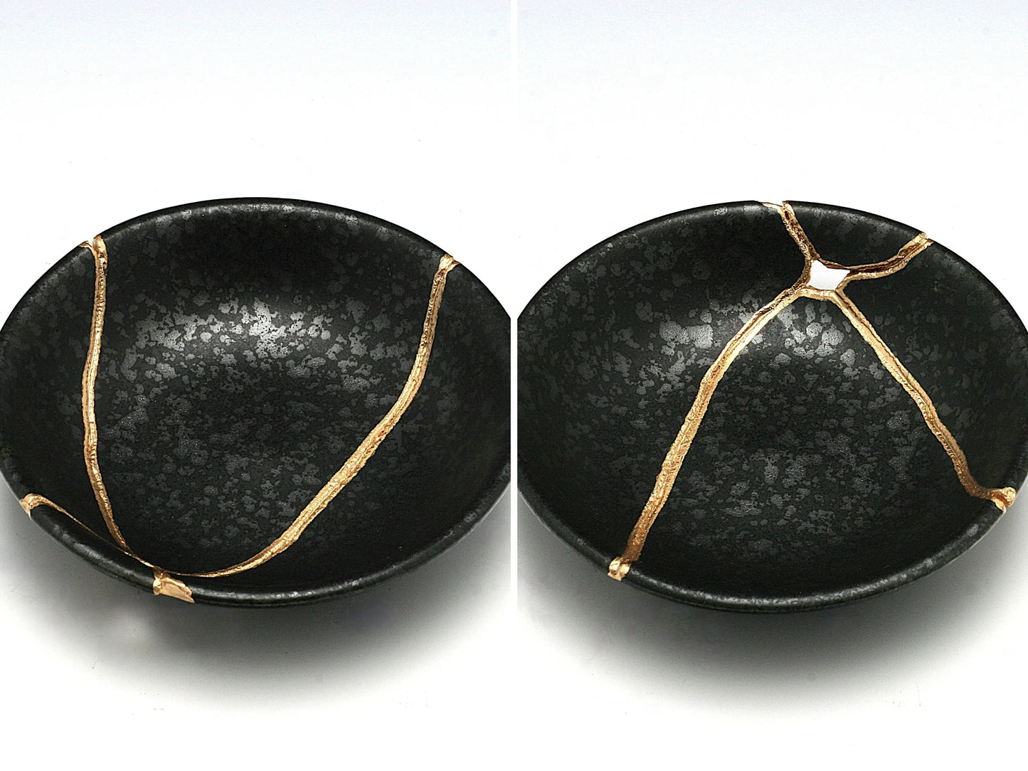 Small Black Kintsugi Plate with Texture Kintsugi Reborn