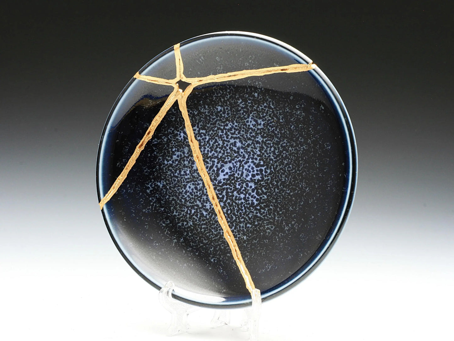 Medium Blue Kintsugi Plate Kintsugi Reborn
