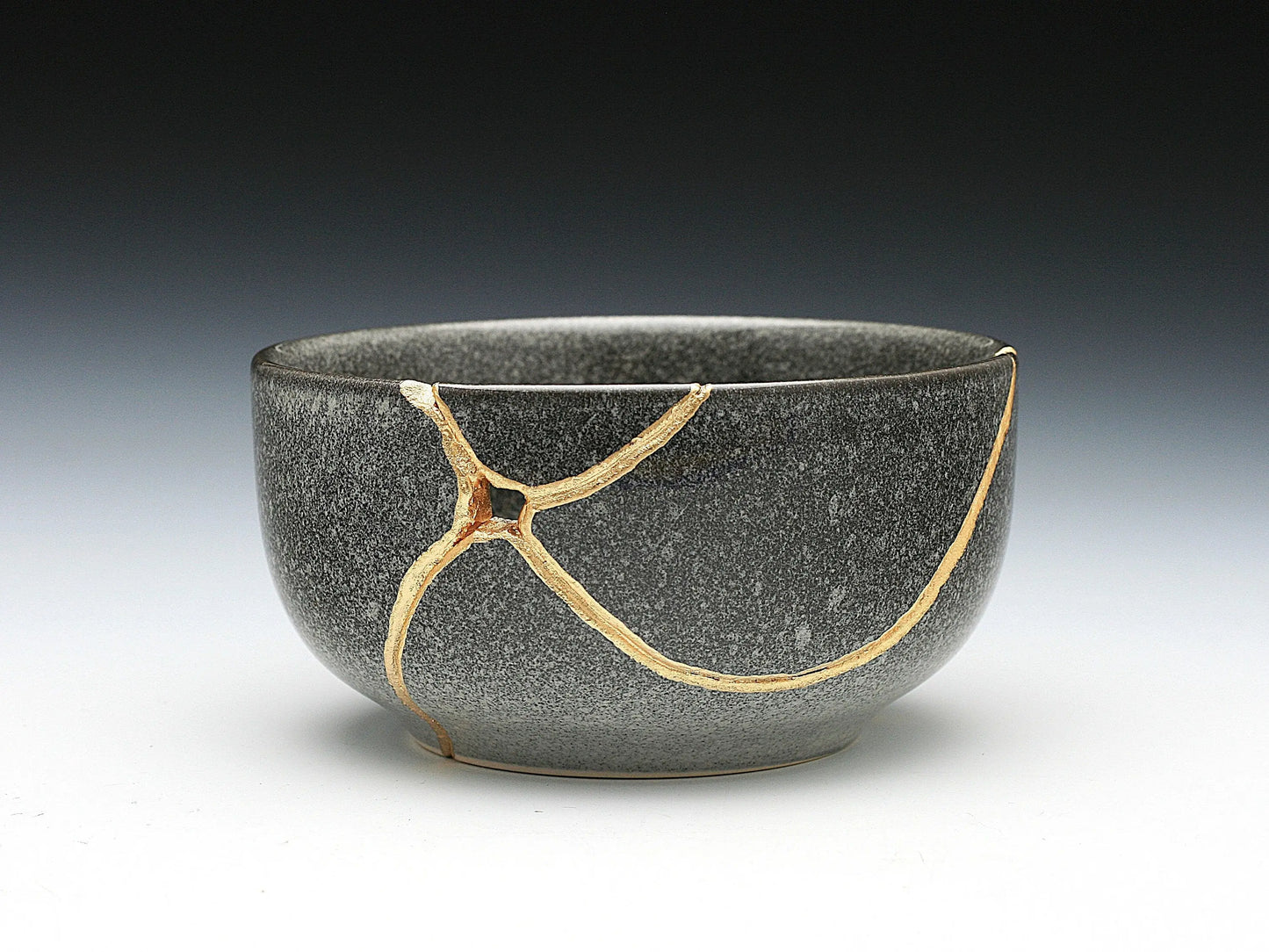 Medium Grey Kintsugi Bowl Kintsugi Reborn