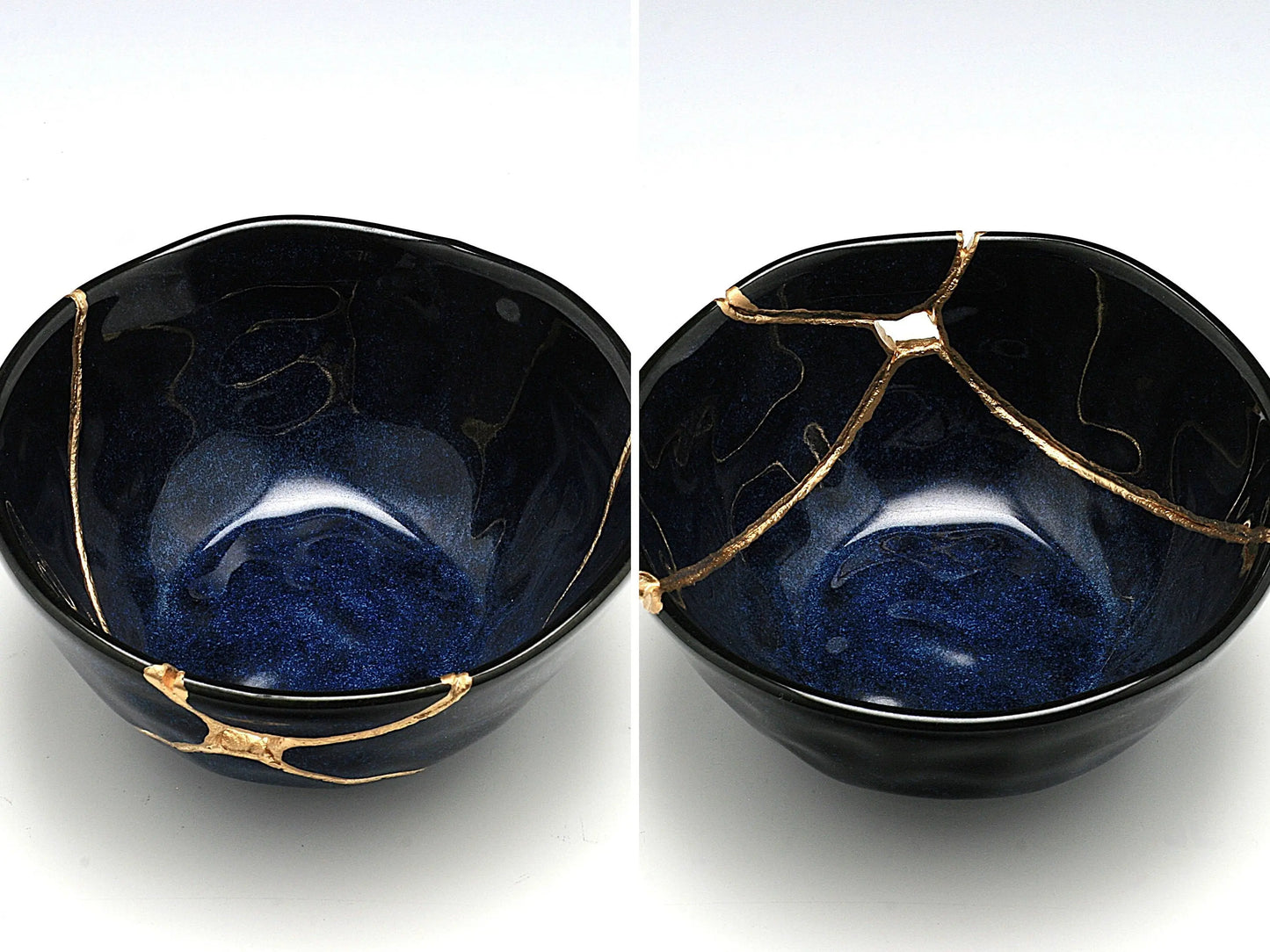Medium Dark Blue Speckled Kintsugi Bowl Kintsugi Reborn