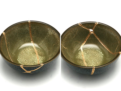 Small Olive Green Kintsugi Bowl Kintsugi Reborn