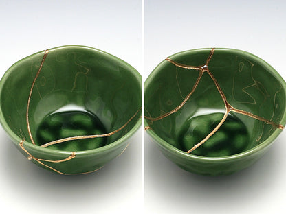 Medium Green Kintsugi Bowl Kintsugi Reborn