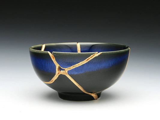 Medium Blue Kintsugi Bowl Kintsugi Reborn