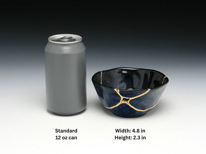Medium Dark Blue Speckled Kintsugi Bowl Kintsugi Reborn