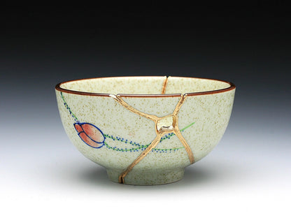 Medium Kintsugi Bowl with Rose Image Kintsugi Reborn