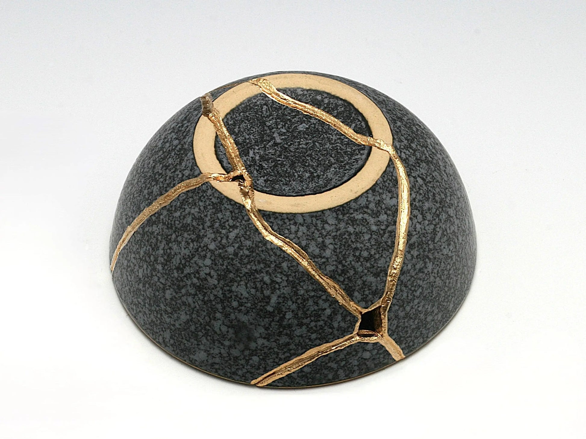 Small Orange and Gray Kintsugi Bowl Kintsugi Reborn