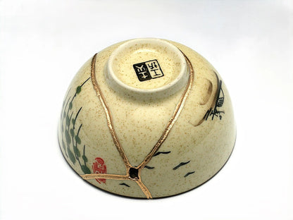Medium Beige Kintsugi Bowl with Images Kintsugi Reborn