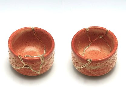 Small Orange Kintsugi Saki Cup Kintsugi Reborn
