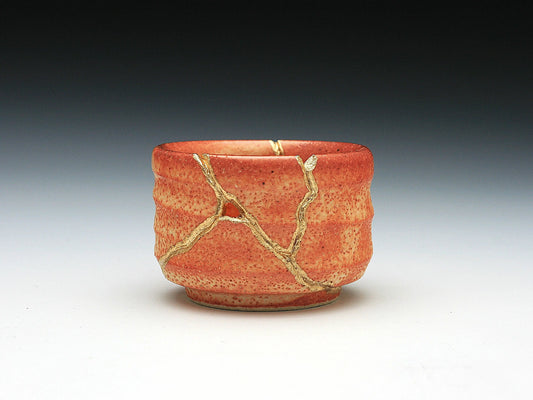 Small Orange Kintsugi Saki Cup Kintsugi Reborn