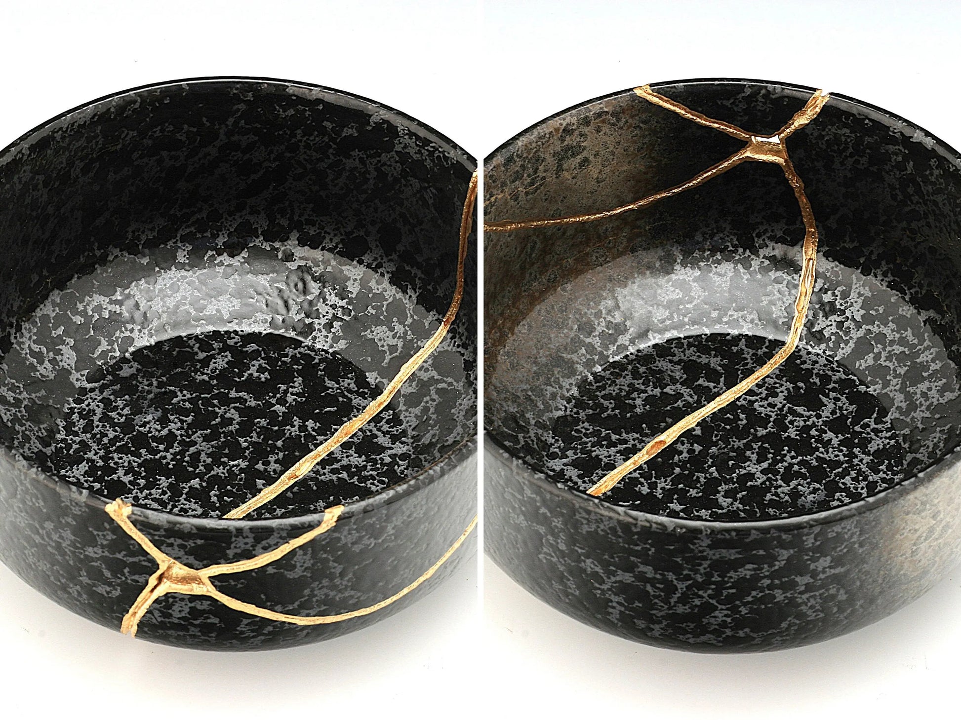 Large Black Textured Kintsugi Bowl Kintsugi Reborn