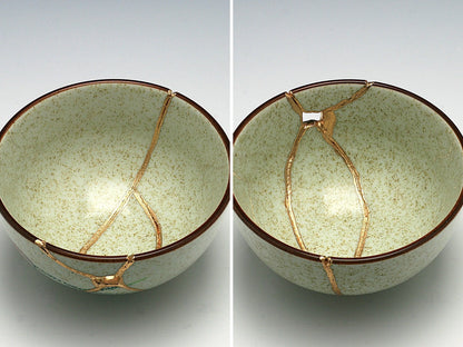 Medium Kintsugi Bowl with Rose Image Kintsugi Reborn