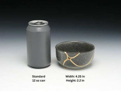 Medium Grey Kintsugi Bowl Kintsugi Reborn