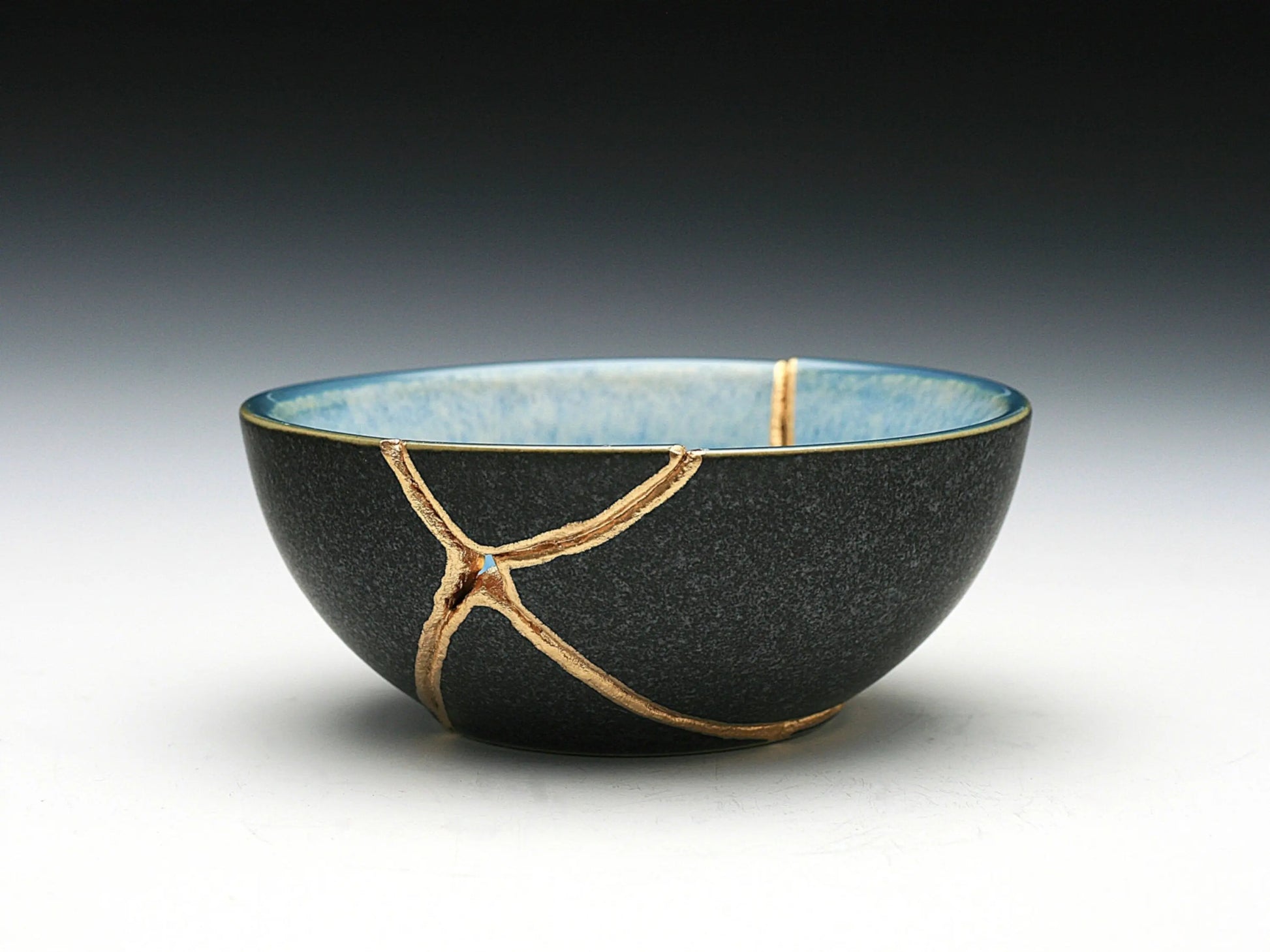 Small Blue and Gray Kintsugi Bowl Kintsugi Reborn