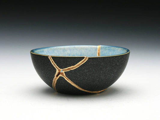 Small Blue and Gray Kintsugi Bowl Kintsugi Reborn