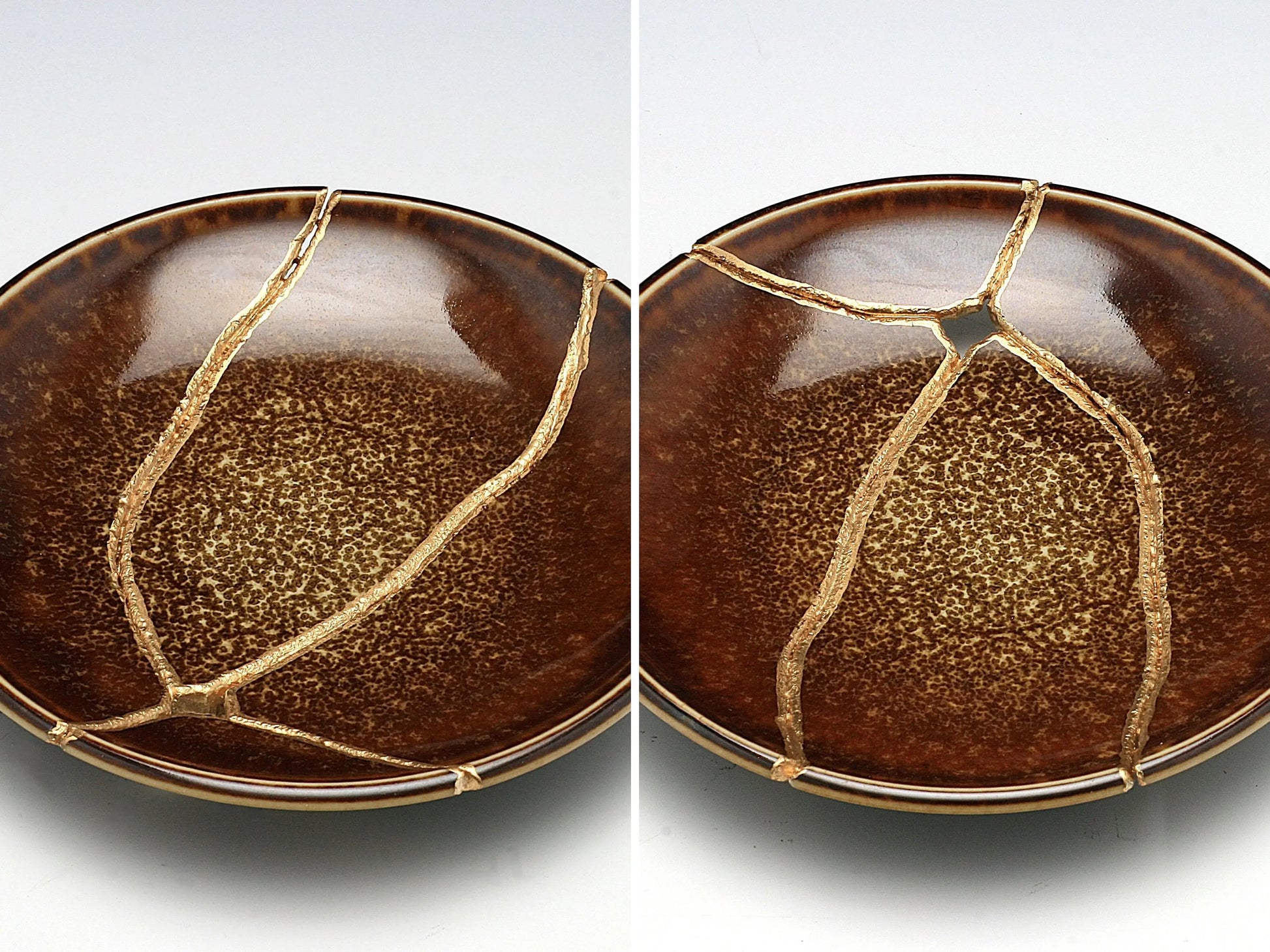 Medium Brown Kintsugi Plate Kintsugi Reborn
